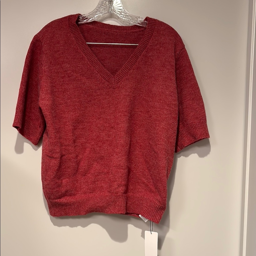 Red V-Neck Women's Sweater